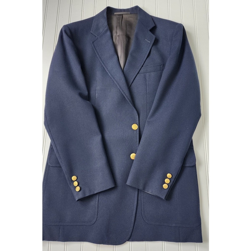 1981  Vintage Stanley Blacker Mens 42 Textured Navy Blue Suit Coat Sport Coat‎